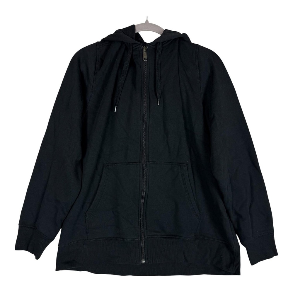 Amazon Essentials Hoodie Mens Large Black Full Zip Fleece YKK Zip Pockets Casual